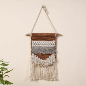 Bhadohi Handwoven Wool Geometric Fringed Wall Hanging