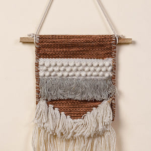Bhadohi Handwoven Wool Geometric Fringed Wall Hanging