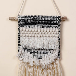Bhadohi Handwoven Wool Geometric Fringed Wall Hanging