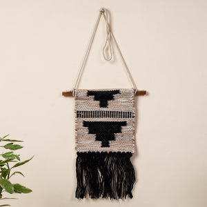 Bhadohi Handwoven Wool Geometric Fringed Wall Hanging