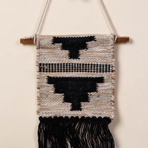 Bhadohi Handwoven Wool Geometric Fringed Wall Hanging