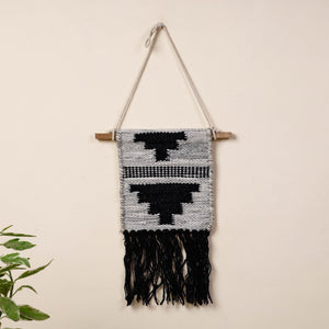 Bhadohi Handwoven Wool Geometric Fringed Wall Hanging