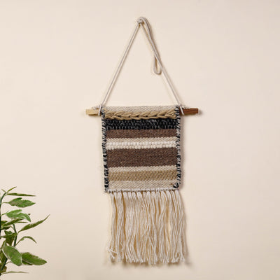 Bhadohi Handwoven Wool Geometric Fringed Wall Hanging