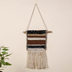 Bhadohi Handwoven Wool Geometric Fringed Wall Hanging