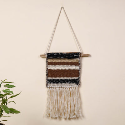 Bhadohi Handwoven Wool Geometric Fringed Wall Hanging