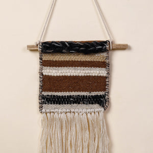 Bhadohi Handwoven Wool Geometric Fringed Wall Hanging