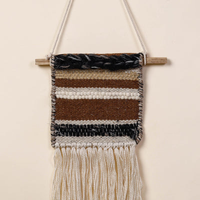 Bhadohi Handwoven Wool Geometric Fringed Wall Hanging