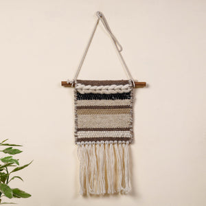 Bhadohi Handwoven Wool Geometric Fringed Wall Hanging