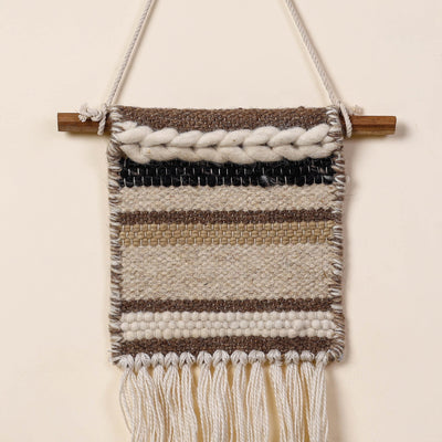 Bhadohi Handwoven Wool Geometric Fringed Wall Hanging