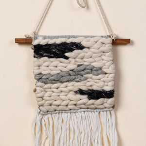 Bhadohi Handwoven Wool Geometric Fringed Wall Hanging