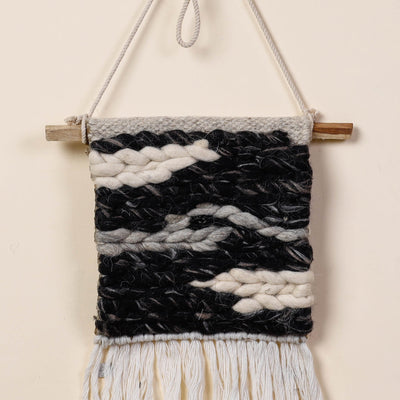 Bhadohi Handwoven Wool Geometric Fringed Wall Hanging