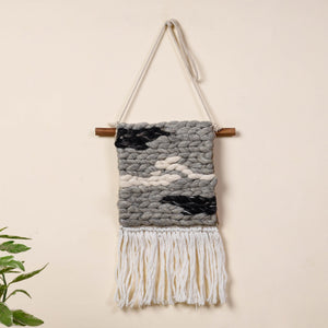 Bhadohi Handwoven Wool Geometric Fringed Wall Hanging