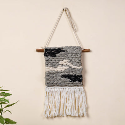 Bhadohi Handwoven Wool Geometric Fringed Wall Hanging
