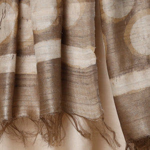 Brown - Handloom Block Art Print Tussar Silk Bindaas Stole