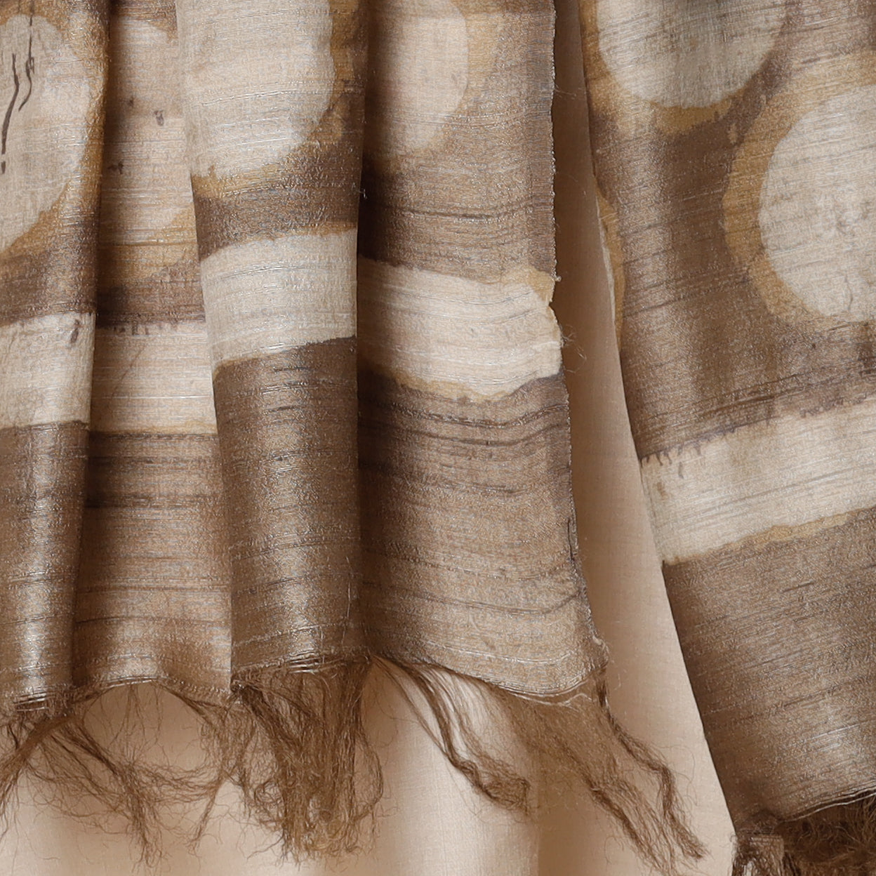 Brown - Handloom Block Art Print Tussar Silk Bindaas Stole