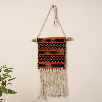 Bhadohi Handwoven Wool Geometric Fringed Wall Hanging
