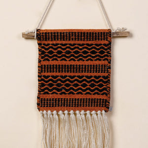 Bhadohi Handwoven Wool Geometric Fringed Wall Hanging