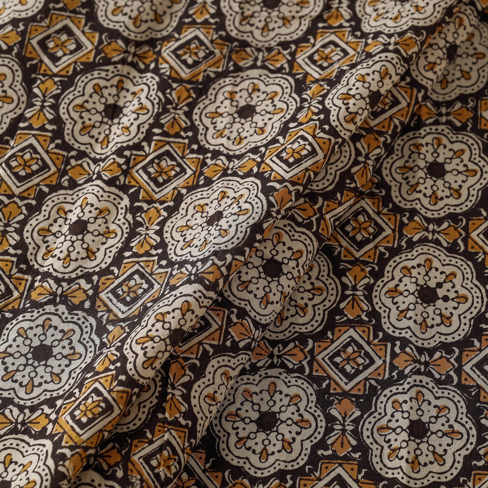 Brown - Bagru Block Print Cotton Fabric 13