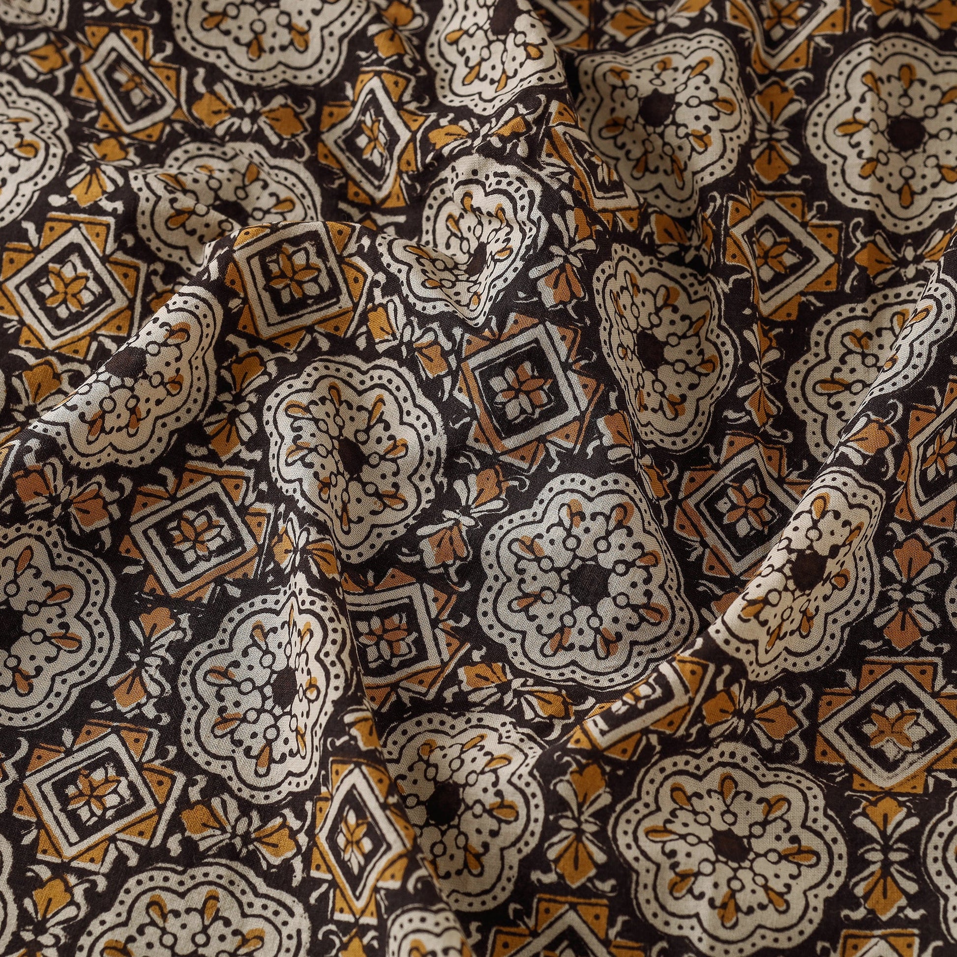 Brown - Bagru Block Print Cotton Fabric 13