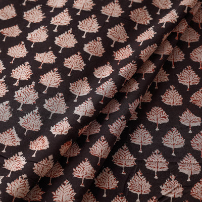 Black - Bagru Block Print Cotton Fabric 01