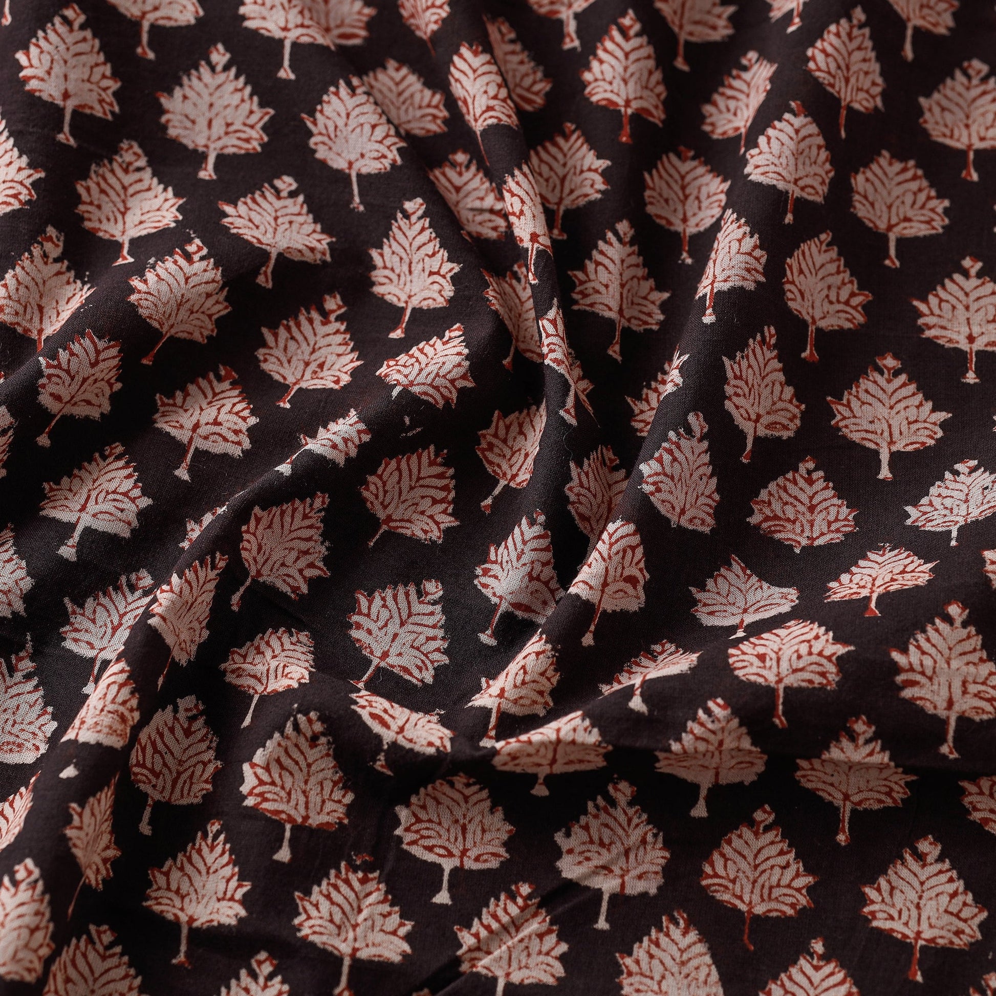 Black - Bagru Block Print Cotton Fabric 01
