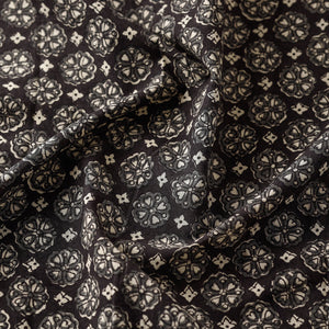 Black Floral Forage Bagru Block Print Cotton Fabric