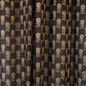 Brown - Sanganeri Block Printed Cotton Door Curtain (7 x 3 Feet) (Single Piece)