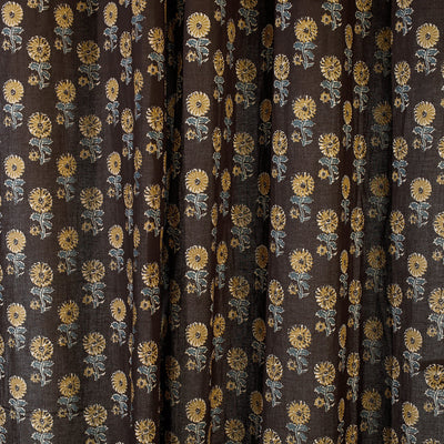 Brown - Sanganeri Block Printed Cotton Door Curtain (7 x 3 Feet) (Single Piece)