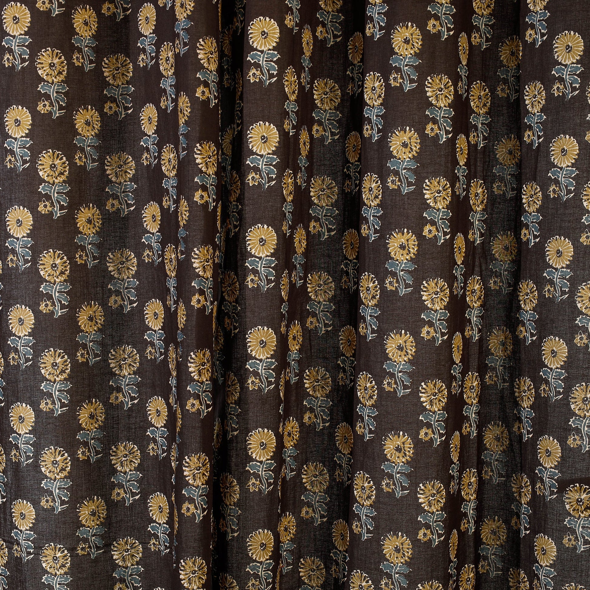 Brown - Sanganeri Block Printed Cotton Door Curtain (7 x 3 Feet) (Single Piece)