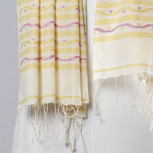 Beige - Dhakai Muslin Jamdani Handwoven Pure Cotton Stole