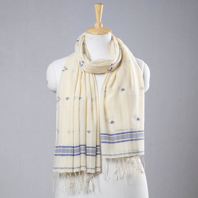 Beige - Dhakai Muslin Jamdani Handwoven Pure Cotton Stole
