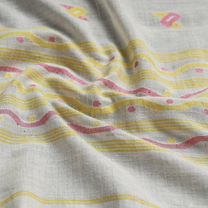 Beige - Dhakai Muslin Jamdani Handwoven Pure Cotton Stole