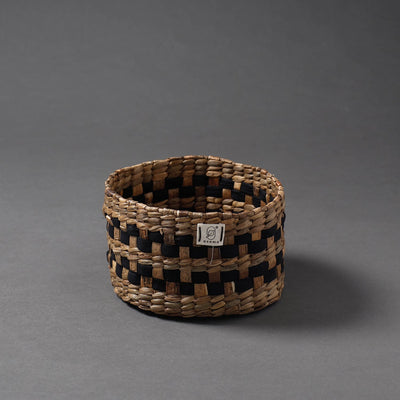 Brown - Handcrafted Organic Water Hyacinth Multipurpose Basket (7 x 7 in)