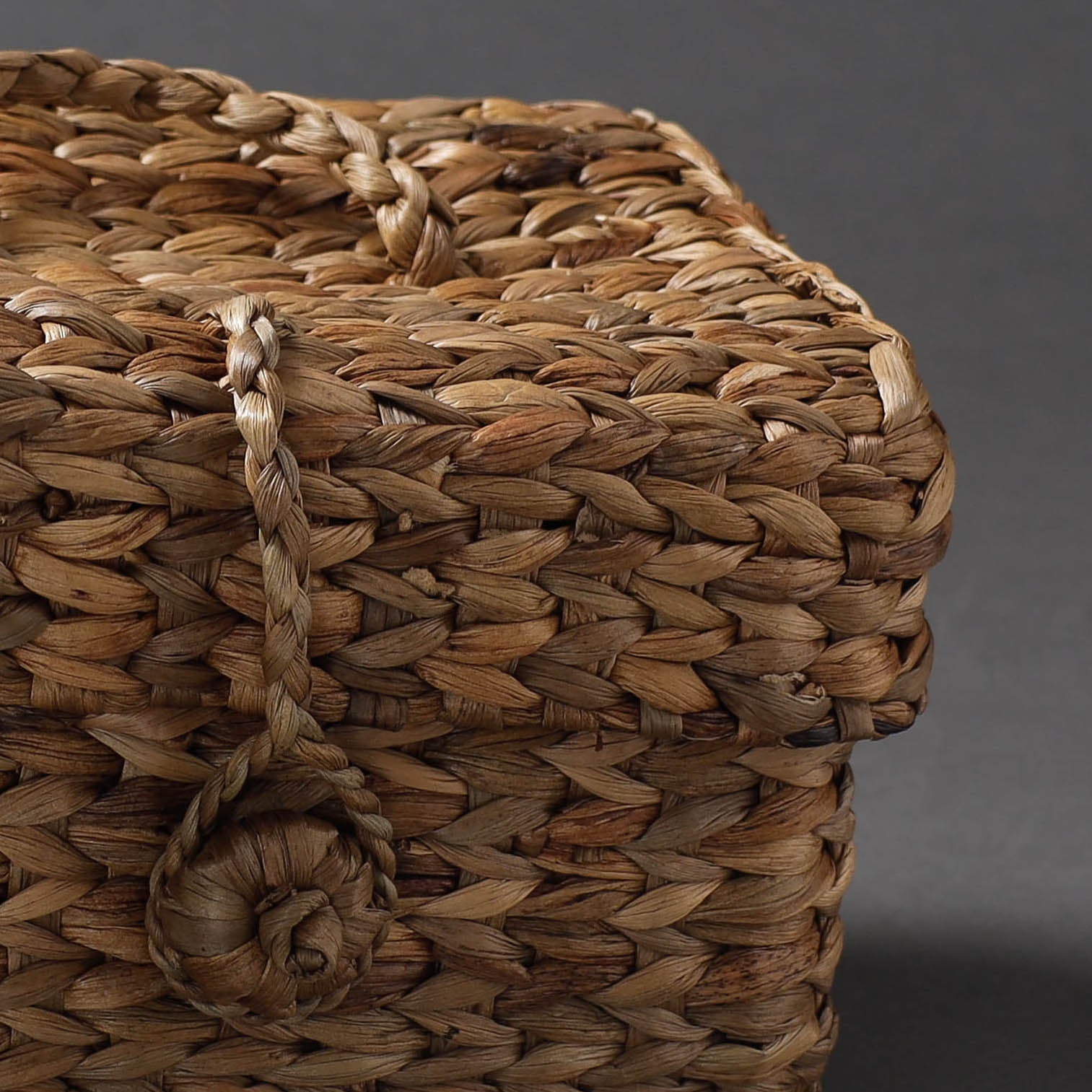Brown - Handcrafted Organic Water Hyacinth Hooded Basket (9 x 7 in)