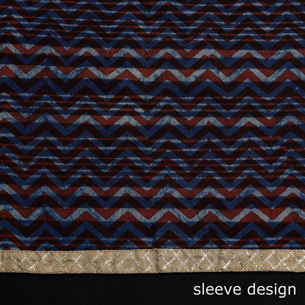 Blue - Bagru Dabu Block Printed Cotton Kurta Material  - 2.5 M