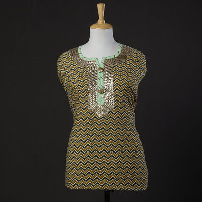 Brown - Bagru Dabu Block Printed Cotton Kurta Material - 2.5 M