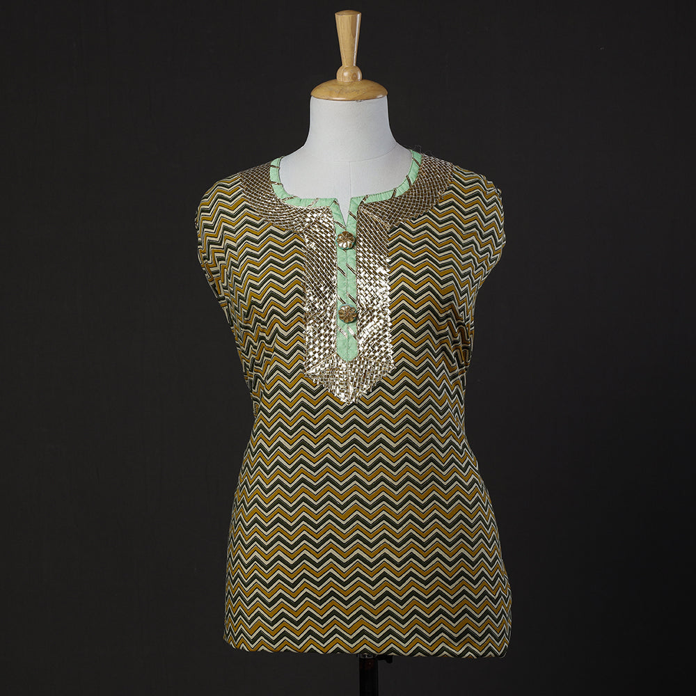 Brown - Bagru Dabu Block Printed Cotton Kurta Material - 2.5 M
