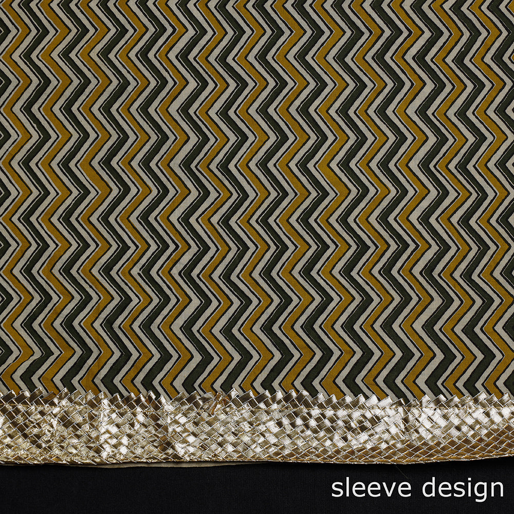 Brown - Bagru Dabu Block Printed Cotton Kurta Material - 2.5 M