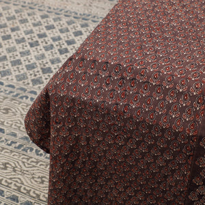 Brown - Ajrakh Patch Tukdi Kaam Cotton Double Bed Cover with Pillow Covers (109 x 86 in)