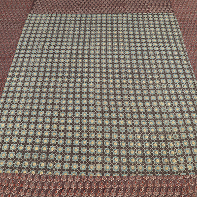 Brown - Ajrakh Patch Tukdi Kaam Cotton Double Bed Cover with Pillow Covers (109 x 86 in)