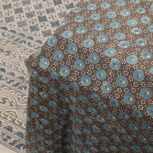 Brown - Ajrakh Patch Tukdi Kaam Cotton Double Bed Cover with Pillow Covers (109 x 86 in)