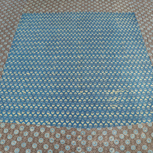 Brown - Ajrakh Patch Tukdi Kaam Cotton Double Bed Cover with Pillow Covers (109 x 86 in)