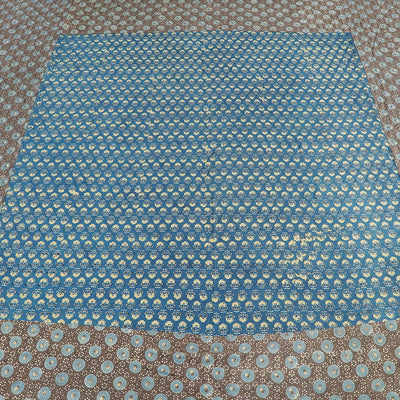 Brown - Ajrakh Patch Tukdi Kaam Cotton Double Bed Cover with Pillow Covers (109 x 86 in)