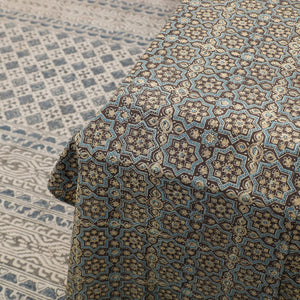 Brown - Ajrakh Patch Tukdi Kaam Cotton Double Bed Cover with Pillow Covers (109 x 86 in)
