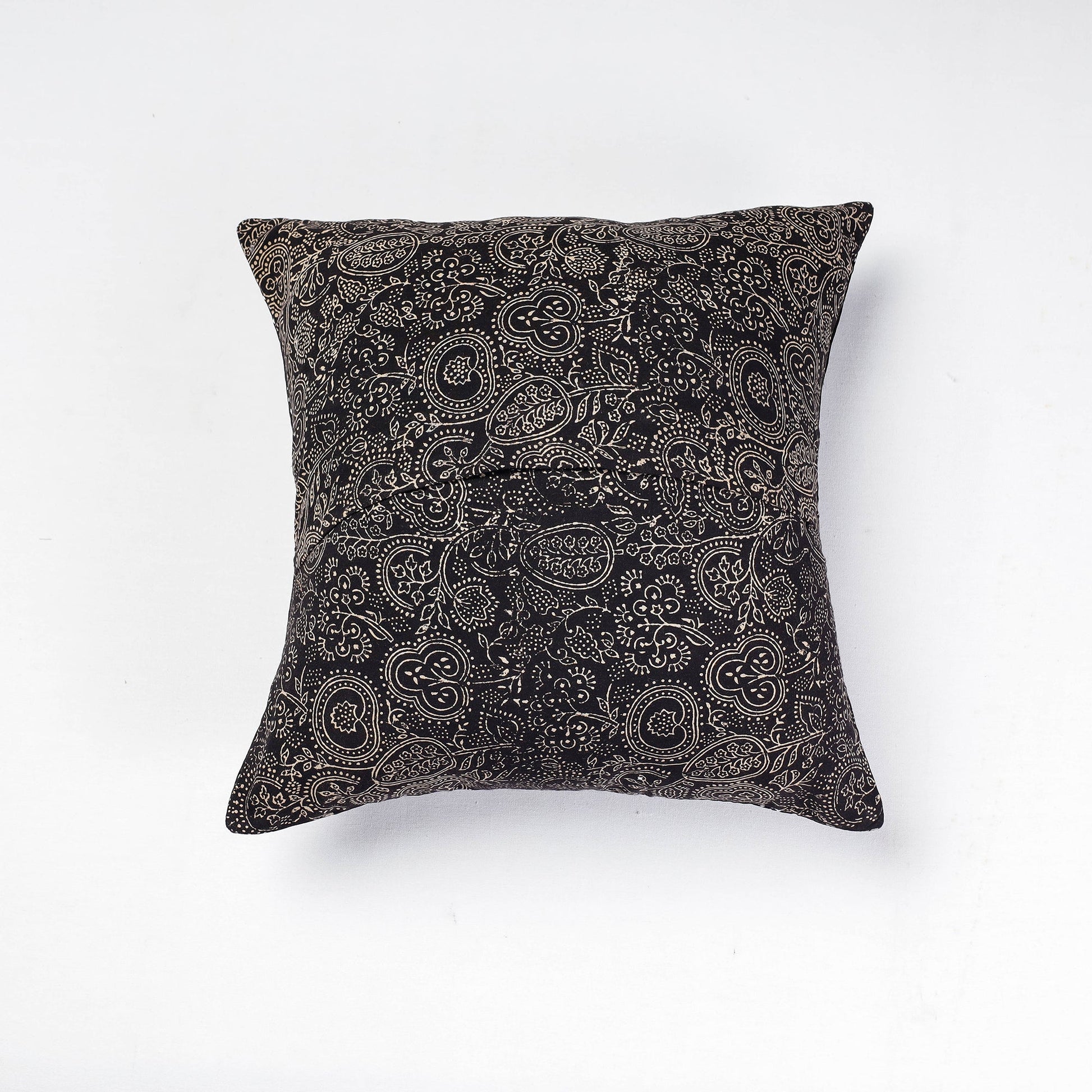 Black - Kutch Tagai Embroidery Mashru Silk Cushion Covers (16 x 16 in)