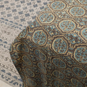 Brown - Ajrakh Patch Tukdi Kaam Cotton Double Bed Cover with Pillow Covers (109 x 86 in)