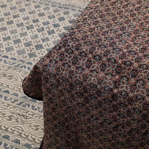 Brown - Ajrakh Patch Tukdi Kaam Cotton Double Bed Cover with Pillow Covers (109 x 86 in)