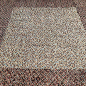 Brown - Ajrakh Patch Tukdi Kaam Cotton Double Bed Cover with Pillow Covers (109 x 86 in)
