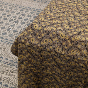 Brown - Ajrakh Patch Tukdi Kaam Cotton Double Bed Cover with Pillow Covers (109 x 86 in)