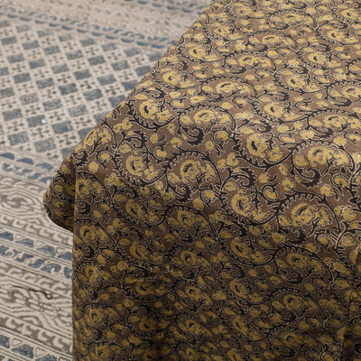 Brown - Ajrakh Patch Tukdi Kaam Cotton Double Bed Cover with Pillow Covers (109 x 86 in)